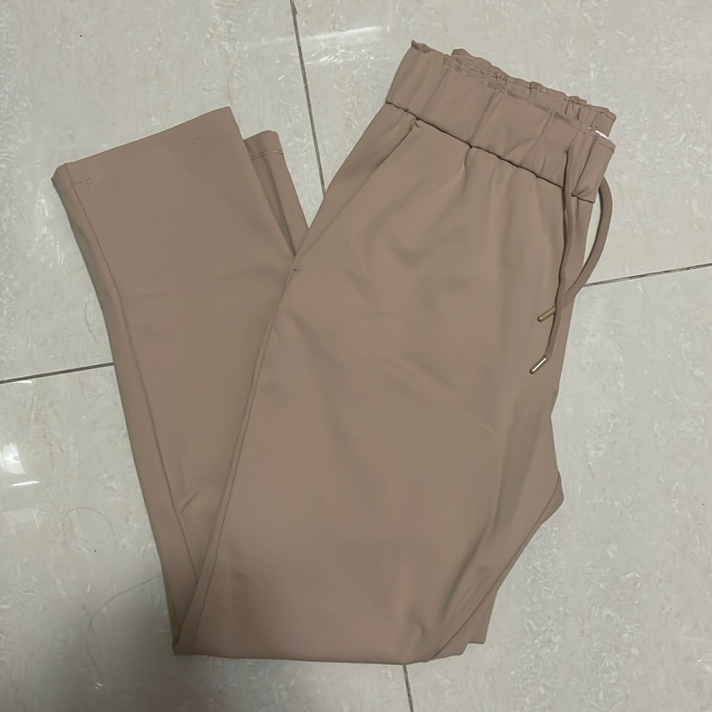 Beige Drawstring Pants